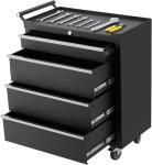GarveeHome 4-Drawer Tool Chest, Rolling Tool Box with Wheels and Lock System, Portable Storage Rolling Tool Chest for Warehouse, Workshop & Repair Shop, Black