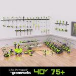 Greenworks 40V 21" Self-Propelled Mower,Axial Leaf Blower,12" String Trimmer with Batteries and Chargers