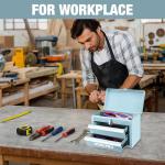 WORKPRO Portable Mini Tool Box, 2 Drawers Metal Tool Chest with Ball Bearing Slides, Top Storage with Latch, Ergonomic Carrying Handle, Mechanic Toolbox with PVC Liners and PP Feet Pads