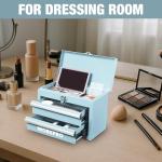 WORKPRO Portable Mini Tool Box, 2 Drawers Metal Tool Chest with Ball Bearing Slides, Top Storage with Latch, Ergonomic Carrying Handle, Mechanic Toolbox with PVC Liners and PP Feet Pads