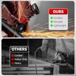 FULLYEA Cordless Angle Grinder 4-1/2 inch, 3-Speed Adjustable, 10000 RPM Electric Angle Grinder Portable with 2*4.0Ah Batteries & 3 Wheels, Battery Powered Grinder Tool Kit for Wood/Metal/PVC Cutting
