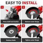 FULLYEA Cordless Angle Grinder 4-1/2 inch, 3-Speed Adjustable, 10000 RPM Electric Angle Grinder Portable with 2*4.0Ah Batteries & 3 Wheels, Battery Powered Grinder Tool Kit for Wood/Metal/PVC Cutting