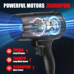 BAHNU Leaf Blower Cordless with Battery, Turbo Jet Leaf Blower, 21V*2 Pcs Batteries Electric Blower for Patio Cleaning, Lawn Care, Blowing Leaves and Dust (Black-Adjustable Speed)