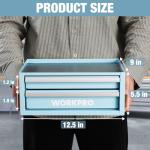 WORKPRO 12.5" Mini Tool Box with 2 Drawers & 1 Open Top Storage, Small Metal Tool Chest with PVC Liners & PP Feet Pads, Cold Rolled Steel Toolbox with Drawer Liners & Magnetic Tabs