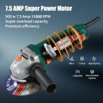 Angle Grinder, 7.5-Amp 4 1/2 Angle Grinder Tool, Variable Speed Angle Grinder, Electric Grinder Power Tools with Grinding, Polishing and Rust Removal Capabilities, Non-Slip and Shockproof Handle