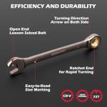 Premium 12-Piece Metric Ratchet Wrenches Set with Magnetic Organizer 8mm-19 mm, 72-Tooth Ratcheting Wrench Set, Cr-V Steel Ratchet Combination Wrench Set for Automotive, Machine Repair