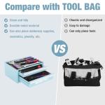 WORKPRO 12.5" Mini Tool Box with 2 Drawers & 1 Open Top Storage, Small Metal Tool Chest with PVC Liners & PP Feet Pads, Cold Rolled Steel Toolbox with Drawer Liners & Magnetic Tabs