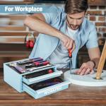 WORKPRO 12.5" Mini Tool Box with 2 Drawers & 1 Open Top Storage, Small Metal Tool Chest with PVC Liners & PP Feet Pads, Cold Rolled Steel Toolbox with Drawer Liners & Magnetic Tabs