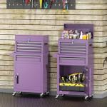 INTERGREAT Purple Tool Chest, 5-Drawer Rolling Storage Cabinet, Detachable Top Tool Box - Lockable Wheels, Garage & Workshop Barbershop Tool Cart