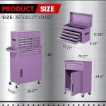 INTERGREAT Purple Tool Chest, 5-Drawer Rolling Storage Cabinet, Detachable Top Tool Box - Lockable Wheels, Garage & Workshop Barbershop Tool Cart