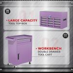 INTERGREAT Purple Tool Chest, 5-Drawer Rolling Storage Cabinet, Detachable Top Tool Box - Lockable Wheels, Garage & Workshop Barbershop Tool Cart