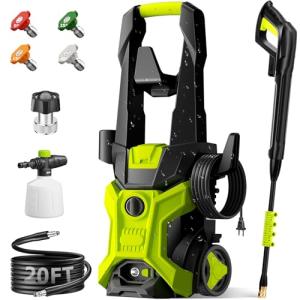 2026 upgraded Power washers for Home, 4 Quick-Connect Nozzles & Adjustable Soap Tank Washers for Cars, Driveways, Patios, Fences, Home Cleaning