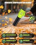 SNJORT Leaf Blower Cordless with Battery and Charger, 980,000 RPM, Extended Nozzle, Lightweight Handheld Design,Blower for Lawn Care,Birthday Gifts for Men Dad Husband(Moss Green)