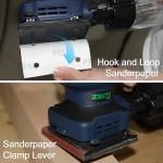 ZEITE 2.4 Amp 1/4 Sheet Sander with 12Pcs Sandpapers, Electric Palm Sander for Woodworking, 10 Ft Cord, 14000 OPM, Vacuum Attachment, Cyclonic Dust Box for Wood Polishing Sanding