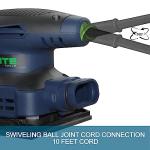 ZEITE 2.4 Amp 1/4 Sheet Sander with 12Pcs Sandpapers, Electric Palm Sander for Woodworking, 10 Ft Cord, 14000 OPM, Vacuum Attachment, Cyclonic Dust Box for Wood Polishing Sanding