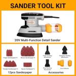 Detail Sander: DEKOPRO 1.5A Multi-Function Mouse Sander Electric Sander Tool Corded Palm Sanders with Dust Collection, 3 Additional Attachments &12pc Sandpapers for Sanding,Polishing,Removing Paint