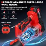 SIEARPUORL 6-Speed Modes Cordless Leaf Blower 21V,200MPH High-Velocity Electric Blower,Lightweight for Dry/Wet Leaves,Lawn Debris,Garage and Driveway Cleaning,Red