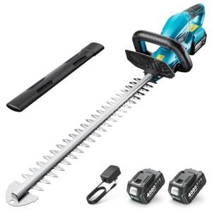 SEESII 20V Hedge Trimmer Cordless: 20" Electric Bush Trimmer - Dual 4.0Ah Batteries, Dual-Action Blade, 0.71" Blade Gap, Rotatable Handle, Lightweight Handheld Grass Shrub Clipper for Garden Yard