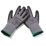 Amazon Basics Micro-Foam Nitrile Coated Safety Work Gloves, Nylon Liner Fiber, Touch Screen Compatible, Grey, Size 8, Medium, 6-Pack