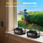 SEESII 20V Hedge Trimmer Cordless: 20" Electric Bush Trimmer - Dual 4.0Ah Batteries, Dual-Action Blade, 0.71" Blade Gap, Rotatable Handle, Lightweight Handheld Grass Shrub Clipper for Garden Yard