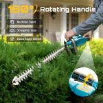 SEESII 20V Hedge Trimmer Cordless: 20" Electric Bush Trimmer - Dual 4.0Ah Batteries, Dual-Action Blade, 0.71" Blade Gap, Rotatable Handle, Lightweight Handheld Grass Shrub Clipper for Garden Yard
