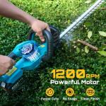 SEESII 20V Hedge Trimmer Cordless: 20" Electric Bush Trimmer - Dual 4.0Ah Batteries, Dual-Action Blade, 0.71" Blade Gap, Rotatable Handle, Lightweight Handheld Grass Shrub Clipper for Garden Yard