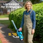 SEESII 20V Hedge Trimmer Cordless: 20" Electric Bush Trimmer - Dual 4.0Ah Batteries, Dual-Action Blade, 0.71" Blade Gap, Rotatable Handle, Lightweight Handheld Grass Shrub Clipper for Garden Yard