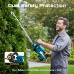 SEESII 20V Hedge Trimmer Cordless: 20" Electric Bush Trimmer - Dual 4.0Ah Batteries, Dual-Action Blade, 0.71" Blade Gap, Rotatable Handle, Lightweight Handheld Grass Shrub Clipper for Garden Yard