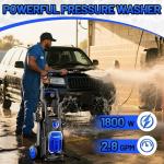 Electric Pressure Washer, 4000PSI 2.8 GPM Power Washer with Foam Cannon 35FT Hose Electric High Pressure Washer for Fences, Patios, Decks, Patios and Cars Powerwasher