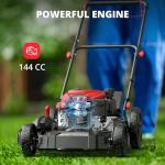 AMERISUN 21 Inch Gas Push Lawn Mower, 2-in-1 Mulching & Side Discharge, 144cc 4-Stroke OHV Engine, 6-Position Height Adjustment, Lightweight Push Mower for Small to Medium Yards