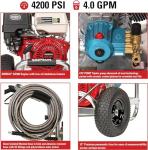 Simpson Cleaning 4200 PSI Gas Pressure Washer, 4.0 GPM Power Washer for Commercial Use, Honda GX390 Engine, 50-Foot Steel-Braided Hose, Aluminum Series, 49-State (ALH4240)