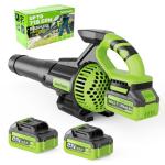 Cordless Leaf Blower with 715 CFM, 35,000 RPM Brushless Motor, Lightweight Electric Blower with LCD & 3-Speed Modes, Battery Powered with 2×4.0Ah Batteries & Charger for Lawn Care, Yard, Patio & Car