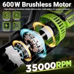 Cordless Leaf Blower with 715 CFM, 35,000 RPM Brushless Motor, Lightweight Electric Blower with LCD & 3-Speed Modes, Battery Powered with 2×4.0Ah Batteries & Charger for Lawn Care, Yard, Patio & Car