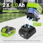 Cordless Leaf Blower with 715 CFM, 35,000 RPM Brushless Motor, Lightweight Electric Blower with LCD & 3-Speed Modes, Battery Powered with 2×4.0Ah Batteries & Charger for Lawn Care, Yard, Patio & Car