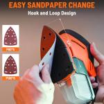 DOVAMAN L5 Apex Detail Sander, 1.1Amp Electric Sander w/Micro-Filter Dust Box, Aluminum Fan Blade, Copper Motor, Max No-load Speed 12,000 RPM, 12PCS(80P/180P) Sanderpapers for Wood, Plastic, Metal