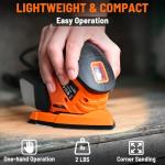 DOVAMAN L5 Apex Detail Sander, 1.1Amp Electric Sander w/Micro-Filter Dust Box, Aluminum Fan Blade, Copper Motor, Max No-load Speed 12,000 RPM, 12PCS(80P/180P) Sanderpapers for Wood, Plastic, Metal