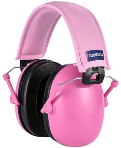 TacGuru 130 Solid Color Edition, Kids Ear Protection Earmuffs, Hearing Protection for Kids, One Size for 3-16 Yr Old, Pink