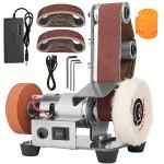 NuoDunco 3-In-1 Mini Belt Sander - Adjustable Speed Electric Grinding Sanding Machine, Handcraft System Bench Grinder Polisher Buffer for DIY Craft Wood Stained Glass Jewelry Making (Plus Kit)