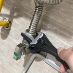 Amazon Basics Plumbing Adjustable Wrench with Soft Grip, Wide Mouth, 6.34 x 2.83 x 0.59 inches (LxWxH)