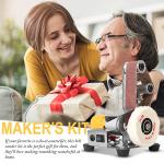 NuoDunco 3-In-1 Mini Belt Sander - Adjustable Speed Electric Grinding Sanding Machine, Handcraft System Bench Grinder Polisher Buffer for DIY Craft Wood Stained Glass Jewelry Making (Plus Kit)