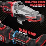 Ecarke Flathead Braking Grinder Compatible with Milwaukee 18V Battery, 4-1/2" to 5",11000RPM, Anti-Vibration&Multiple Safety System,Tool-Free Guard,Angle Grinder for Tight Spaces Grinding (Tool Only)