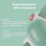 Alpine Muffy Baby Comfort - Protects Hearing for Babies and Toddlers - CE & ANSI Certified - Unique Headband for Safe fit & Comfort - Multi-adjustable for Ages 3-48 Months, 24dB Sound Reduction, Green