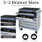 WTRAVEL Rolling Tool Chest with 7-Drawer Tool Box with Wheels Multifunctional Tool Cart Mechanic Tool Storage Cabinet for Garage, Warehouse, Workshop, Repair Shop (Silver)