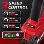 FULLYEA Cordless Angle Grinder 4-1/2", Brushless Metal Grinder 12000 RPM, Power Angle Grinders with 2 * 4.0Ah Batteries & Charger, 3*Cutting Wheels, Electric Angle Grinder Tool Kit for Cutting (Red)