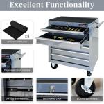 WTRAVEL Rolling Tool Chest with 7-Drawer Tool Box with Wheels Multifunctional Tool Cart Mechanic Tool Storage Cabinet for Garage, Warehouse, Workshop, Repair Shop (Silver)