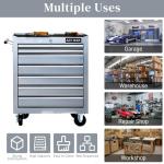 WTRAVEL Rolling Tool Chest with 7-Drawer Tool Box with Wheels Multifunctional Tool Cart Mechanic Tool Storage Cabinet for Garage, Warehouse, Workshop, Repair Shop (Silver)