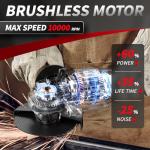 FULLYEA Cordless Angle Grinder 4-1/2", Brushless Metal Grinder 12000 RPM, Power Angle Grinders with 2 * 4.0Ah Batteries & Charger, 3*Cutting Wheels, Electric Angle Grinder Tool Kit for Cutting (Red)