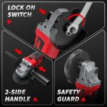 FULLYEA Cordless Angle Grinder 4-1/2", Brushless Metal Grinder 12000 RPM, Power Angle Grinders with 2 * 4.0Ah Batteries & Charger, 3*Cutting Wheels, Electric Angle Grinder Tool Kit for Cutting (Red)