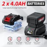 FULLYEA Cordless Angle Grinder 4-1/2", Brushless Metal Grinder 12000 RPM, Power Angle Grinders with 2 * 4.0Ah Batteries & Charger, 3*Cutting Wheels, Electric Angle Grinder Tool Kit for Cutting (Red)