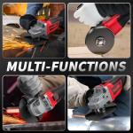 FULLYEA Cordless Angle Grinder 4-1/2", Brushless Metal Grinder 12000 RPM, Power Angle Grinders with 2 * 4.0Ah Batteries & Charger, 3*Cutting Wheels, Electric Angle Grinder Tool Kit for Cutting (Red)
